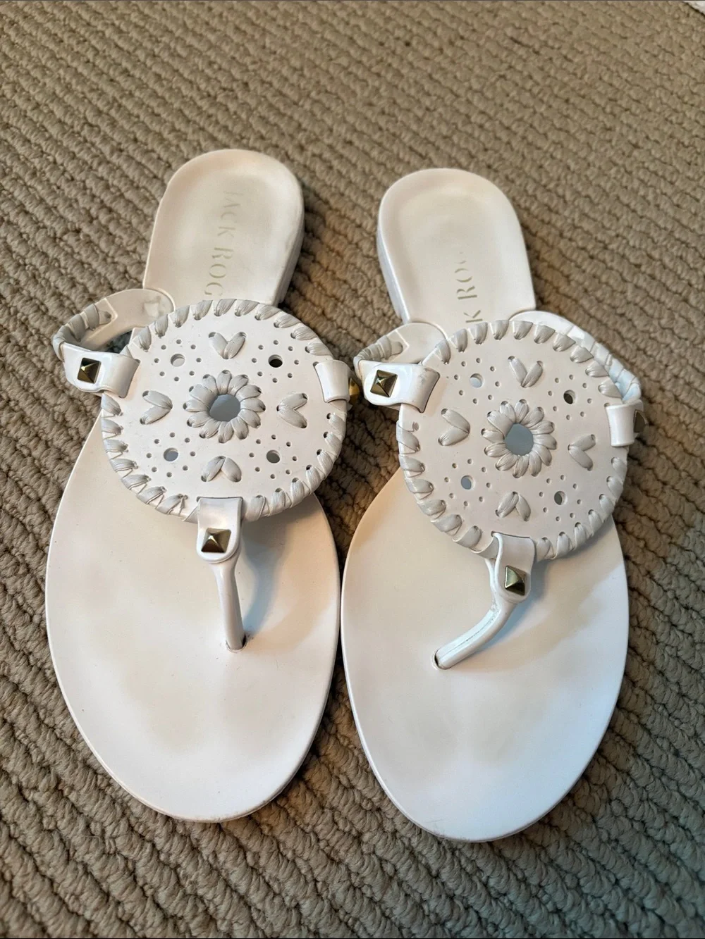 Jack Rogers White Leather Sandal